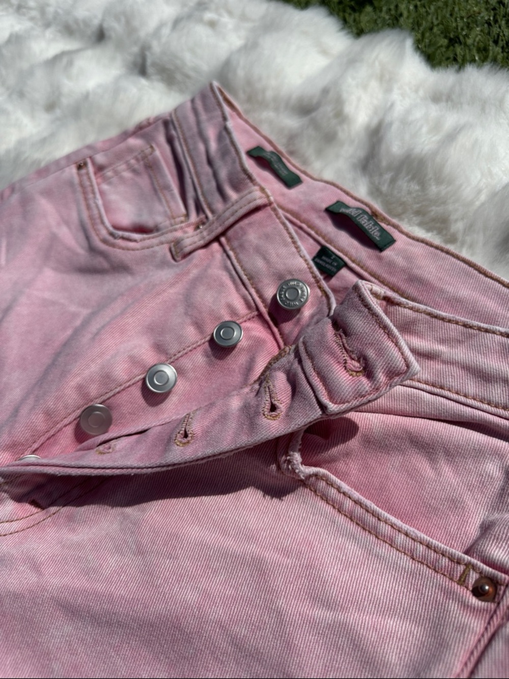 wild fable Light Pink Highest Rise straight Women's Jeans size 2 distressed crop - Picture 6 of 11